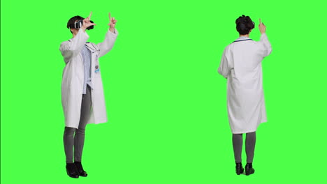 Woman-medic-works-with-3d-virtual-reality-headset-in-studio